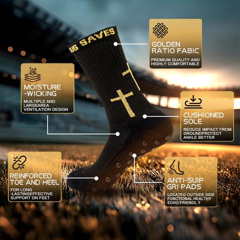 Cross Sock, Unisex Sports Anti-Slip Grip Socks with Rubber Dots for Yoga for Soccer Christian Gift for Sport Football Basketball Tennis Gym