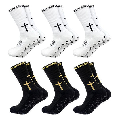 Cross Sock, Unisex Sports Anti-Slip Grip Socks with Rubber Dots for Yoga for Soccer Christian Gift for Sport Football Basketball Tennis Gym