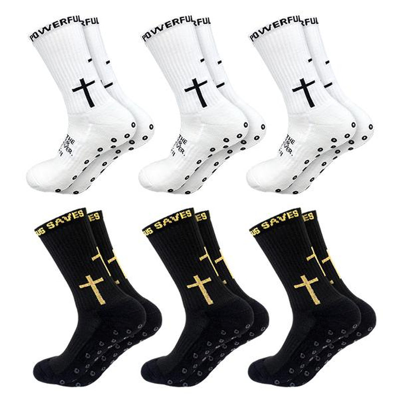 Cross Sock, Unisex Sports Anti-Slip Grip Socks with Rubber Dots for Yoga for Soccer Christian Gift for Sport Football Basketball Tennis Gym
