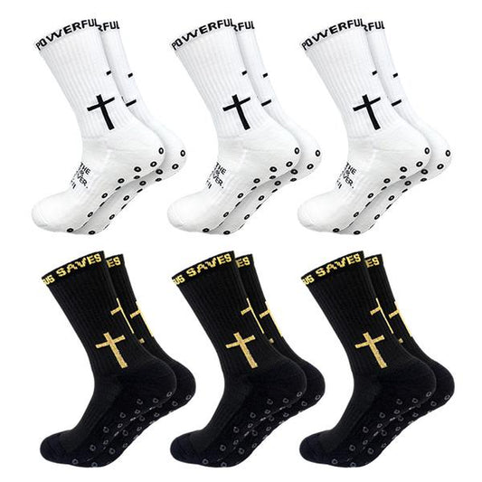 Cross Sock, Unisex Sports Anti-Slip Grip Socks with Rubber Dots for Yoga for Soccer Christian Gift for Sport Football Basketball Tennis Gym